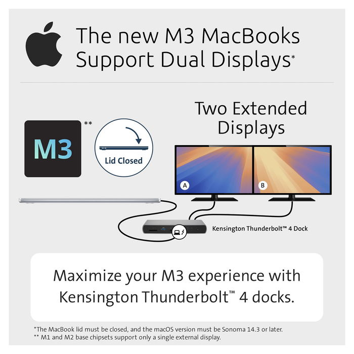 Kensington SD5760T Thunderbolt 4 Dock Estación de Acoplamiento con Dual HDMI 4K/8K, 96W PD, Puerto GB Ethernet, Lector de Tarjetas SD/MicroSD para MacBook