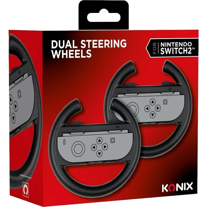 Konix Volantes de Carreras para Nintendo Switch con 2 Mandos Joy-Con, Negro, AACJP80522
