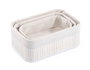 Confortime Set de 3 Cestas de Ordenación de Bambú Blanco, Dimensiones: 30x20x12 cm, 28x18x10 cm y 25 cm (6 Unidades)