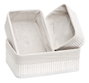 Confortime Set de 3 Cestas de Ordenación de Bambú Blanco, Dimensiones: 30x20x12 cm, 28x18x10 cm y 25 cm (6 Unidades)