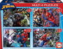 Educa Puzzle Multi 4 Puzzles 50-80-100-150 Piezas Ultimate Spider-Man, 5 a 8 Anos, en Español e Ingles
