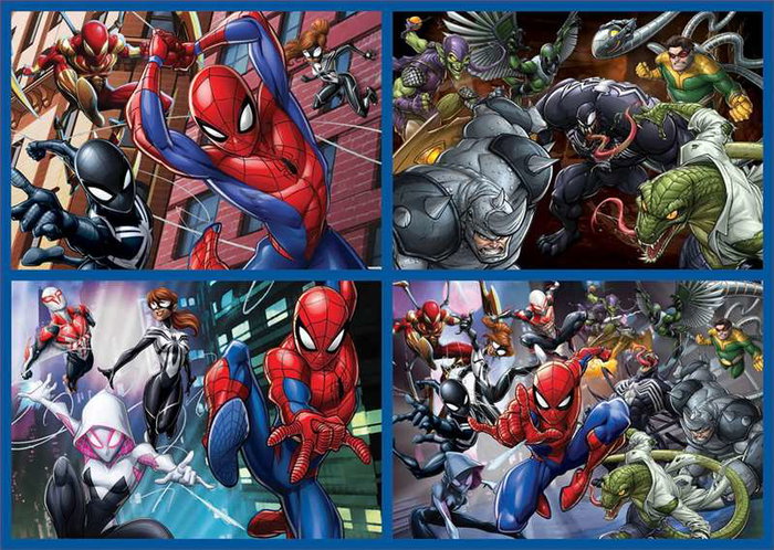 Educa Puzzle Multi 4 Puzzles 50-80-100-150 Piezas Ultimate Spider-Man, 5 a 8 Anos, en Español e Ingles