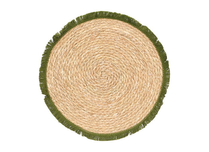 Kinvara Salvamantel 38 cm con Flecos Verde de Enea y Algodón (Set de 24)