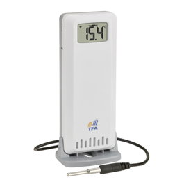 Tfa Transmisor de temperatura dual con sensor de cable impermeable ID-A3 Blanco