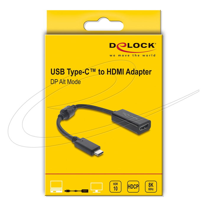 DeLOCK 61085 Adaptador USB Tipo-C a HDMI 8K 60 Hz HDR10 Negro DeLOCK 61085 Adaptador USB Tipo-C a HDMI 8K 60 Hz HDR10 Negro