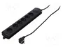 Qoltec Regleta de protección con 6 enchufes, 1.8 m, negro