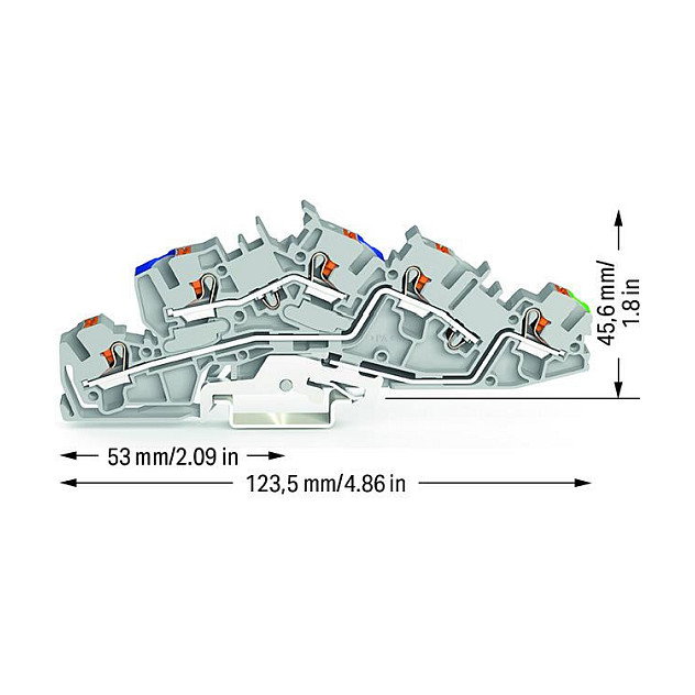 WAGO 2205-7646 Terminal de conexión N/L/PE Push-in CAGE CLAMP, Gris WAGO 2205-7646 Terminal de conexión N/L/PE Push-in CAGE CLAMP, Gris