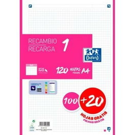 Oxford Recambio Classic A4 Cuadriculado 5x5 mm 120 Hojas Fucsia