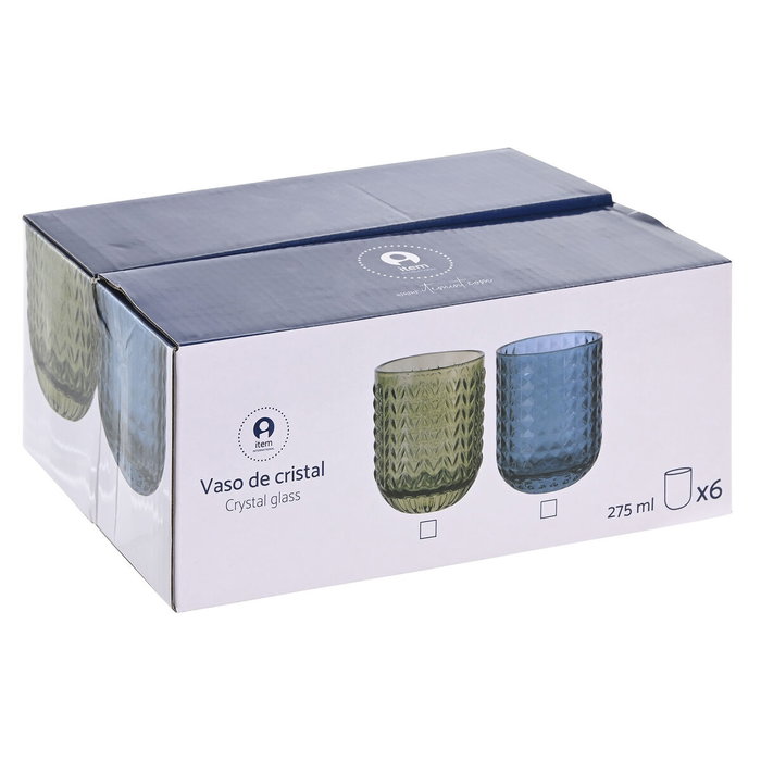 DKD Home Decor Set de 6 Vasos Verdes Colección Espiga Garbo 24 7.5 x 9.5 x 7.5 cm