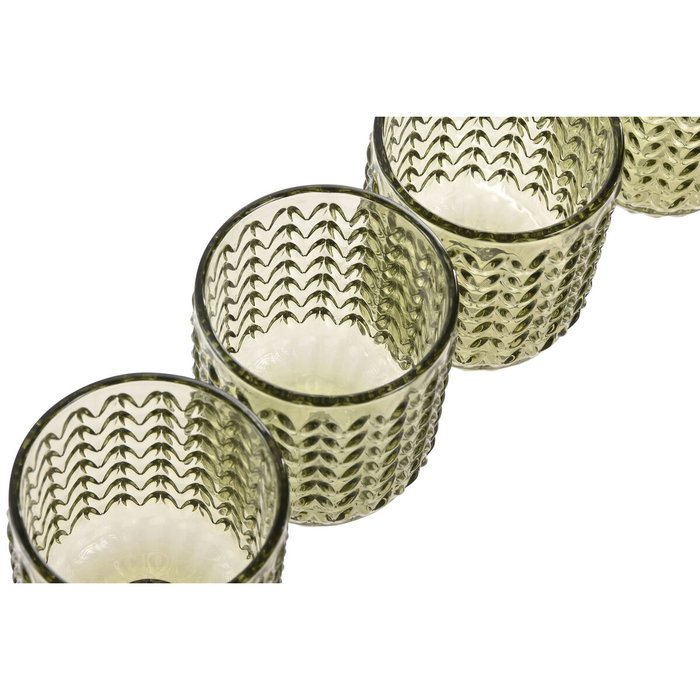 DKD Home Decor Set de 6 Vasos Verdes Colección Espiga Garbo 24 7.5 x 9.5 x 7.5 cm