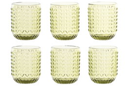 DKD Home Decor Set de 6 Vasos Verdes Colección Espiga Garbo 24 7.5 x 9.5 x 7.5 cm