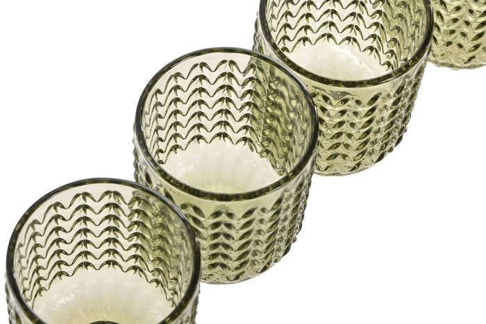 DKD Home Decor Set de 6 Vasos Verdes Colección Espiga Garbo 24 7.5 x 9.5 x 7.5 cm