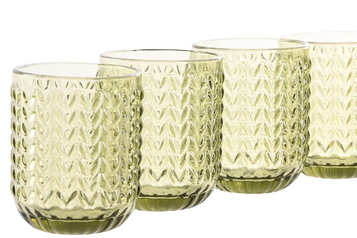 DKD Home Decor Set de 6 Vasos Verdes Colección Espiga Garbo 24 7.5 x 9.5 x 7.5 cm