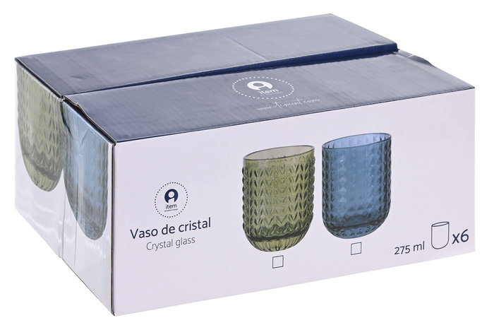 DKD Home Decor Set de 6 Vasos Verdes Colección Espiga Garbo 24 7.5 x 9.5 x 7.5 cm