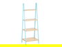 Berilo Estanteria Escalera 4 Estantes Bambu y Madera Pino Azul y Natural 40 x 109.3 x 30 cm