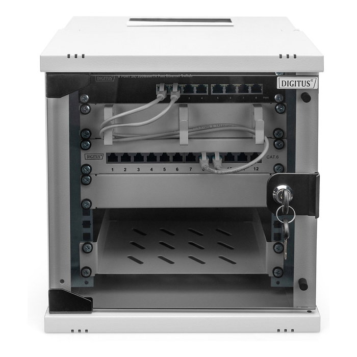 Digitus SOHO PRO Rack de Pared 6U, Caja Mural de 10", 60 kg de Capacidad, Gris, Gestión de Cables, Dimensiones: 325x315x300 mm