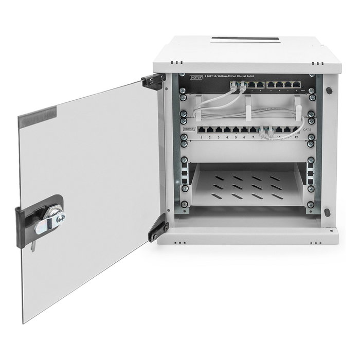 Digitus SOHO PRO Rack de Pared 6U, Caja Mural de 10", 60 kg de Capacidad, Gris, Gestión de Cables, Dimensiones: 325x315x300 mm
