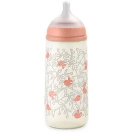 Suavinex Biberón Birdies con Tetina SX Pro L - 360 ml - Para bebés a partir de 6 meses - Color Rosa - AACMV27400