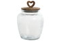 DKD Home Decor Set de 6 Botes de Cristal y Acacia Corazón 1,8L