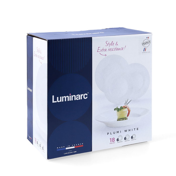 Luminarc Vajilla Plumi de 18 piezas en blanco