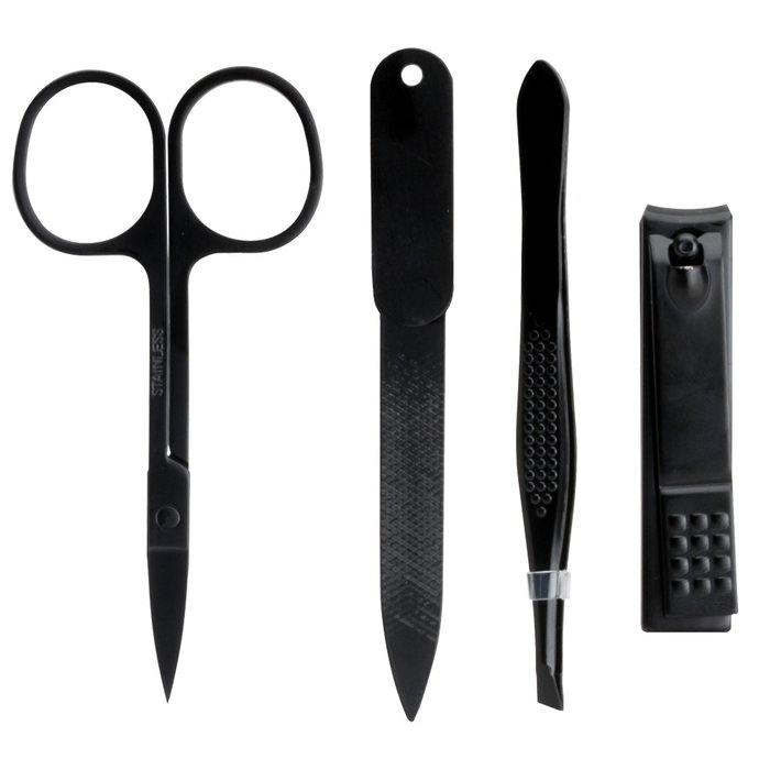 Cosmetic Club Juego 4 Piezas Manicura Pour Lui Negro con Funda-Estuche 7x10x2 cm