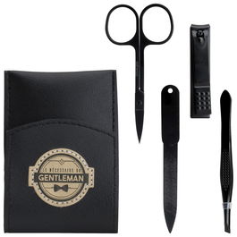 Cosmetic Club Juego 4 Piezas Manicura Pour Lui Negro con Funda-Estuche 7x10x2 cm