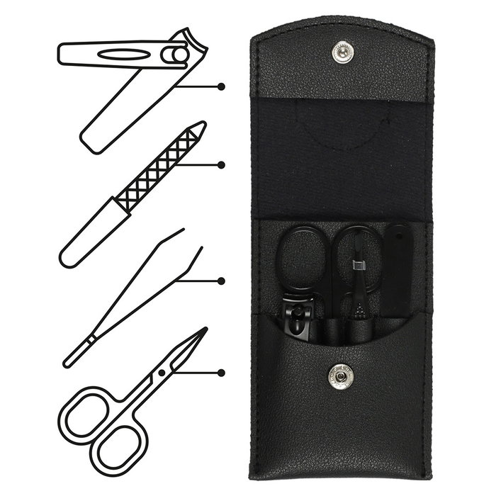 Cosmetic Club Juego 4 Piezas Manicura Pour Lui Negro con Funda-Estuche 7x10x2 cm