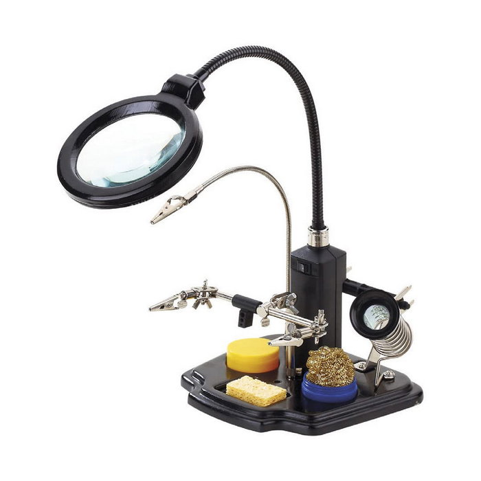Nimo Soporte para soldador con lupa, luz y pinzas de cocodrilo