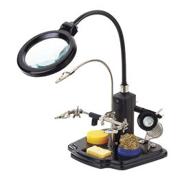 Nimo Soporte para Soldador HRV7571 con Lupa LED y Pinzas de Cocodrilo para Trabajos sin Manos