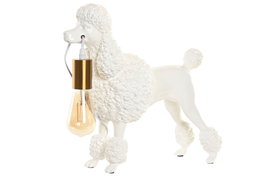 DKD Home Decor Lámpara Sobremesa Moderno Blanco Dorado Perro 15x36x40 cm