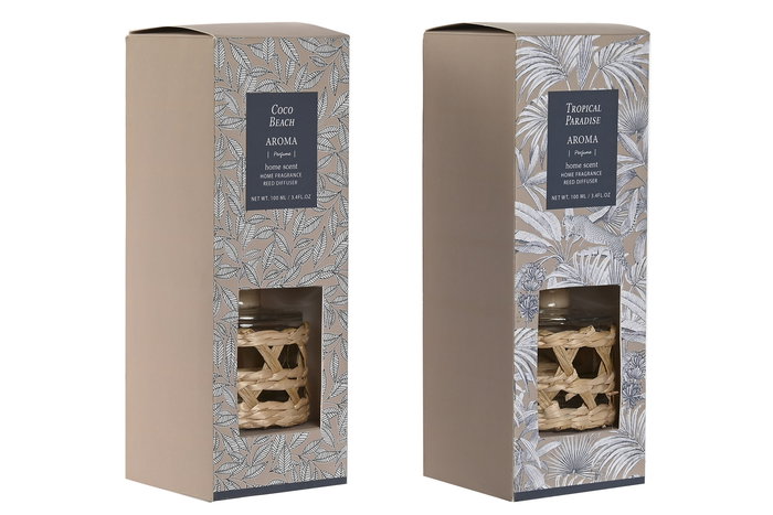 DKD Home Decor Ambientador Mikado Tropical Coco Verde Blanco 8 x 10 x 8 cm (6 Unidades)