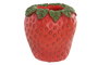 DKD Home Decor Jarrón de Cemento Fresa Rojo y Verde