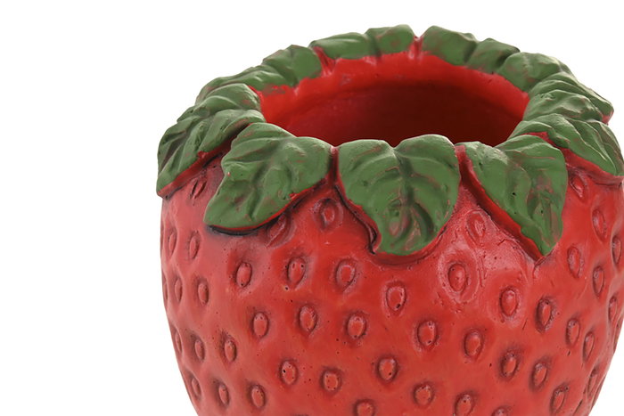 DKD Home Decor Jarrón de Cemento Fresa Rojo y Verde