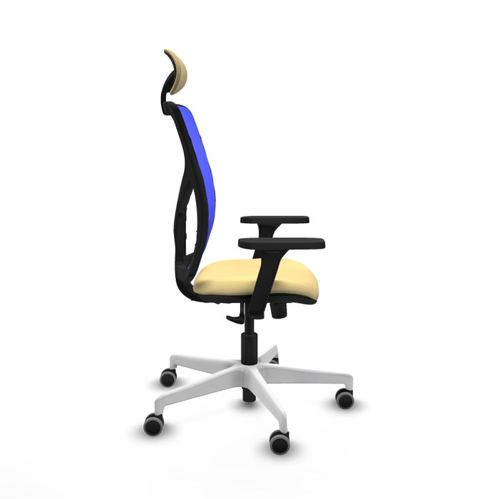 PIQUERAS Y CRESPO Silla de oficina Motilla con mecanismo Sincro, Similpiel Crema y Malla Azul PIQUERAS Y CRESPO Silla de oficina Motilla con mecanismo Sincro, Similpiel Crema y Malla Azul