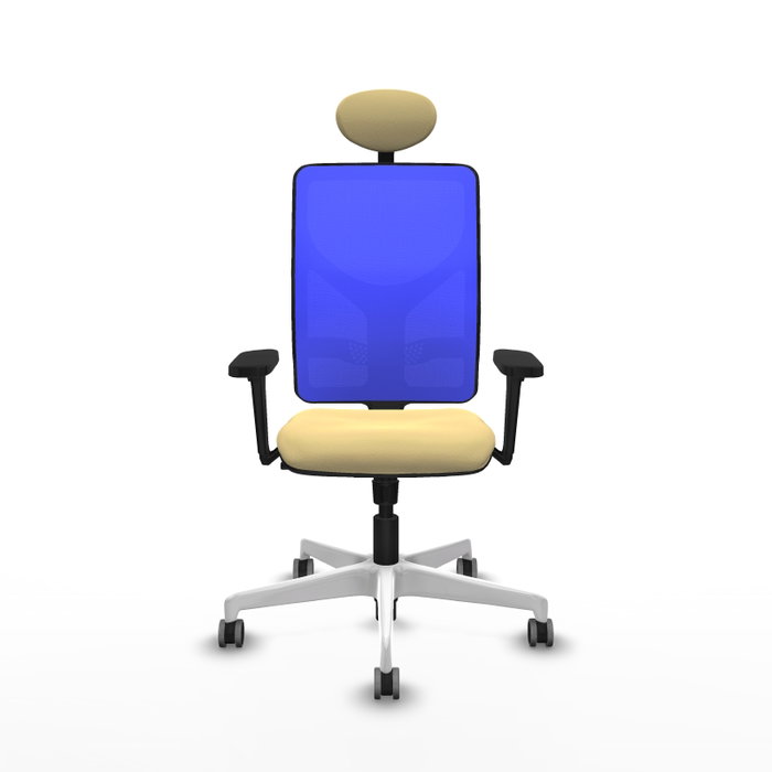 PIQUERAS Y CRESPO Silla de oficina Motilla con mecanismo Sincro, Similpiel Crema y Malla Azul PIQUERAS Y CRESPO Silla de oficina Motilla con mecanismo Sincro, Similpiel Crema y Malla Azul