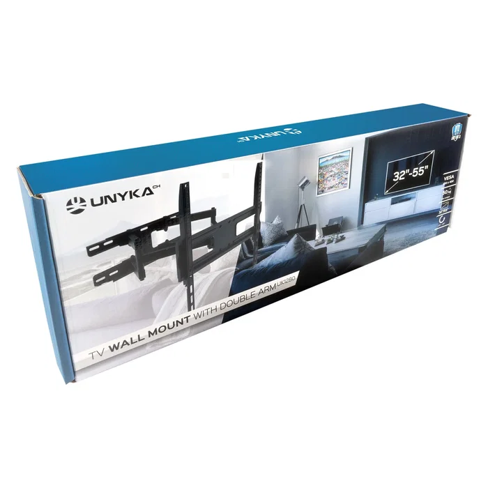 Unykach UK1280 Soporte Pared TV/Monitor Universal Articulado Doble Brazo 32-55 Pulgadas VESA 400x400 Hasta 50kg Negro Unykach UK1280 Soporte Pared TV/Monitor Universal Articulado Doble Brazo 32-55 Pulgadas VESA 400x400 Hasta 50kg Negro