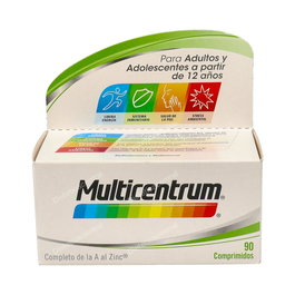 Multicentrum Adulto 90 Comprimidos Multivitamínico con Vitaminas y Minerales para Adultos y Adolescentes