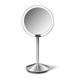 simplehuman ST3004 Espejo de maquillaje con sensor, 12cm, recargable, acero inoxidable cepillado