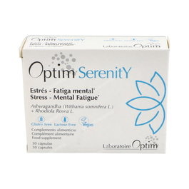 OPTIM SERENITY 30Cap. Ashwagandha Rhodiola Rosea Anti-Estrés Fatiga Mental Vegano