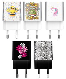 TECH-ONE-TECH Pack de 5 Cargadores de Pared Doble USB 2,4A Surtidos
