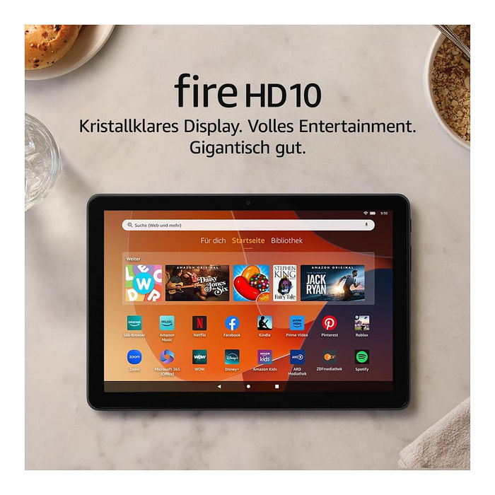 Amazon Fire HD 10 Tablet (2023) 10.1 pulgadas Full HD, WiFi 6, 32 GB de almacenamiento, 4 GB de RAM, Procesador octa-core 2.05 GHz, Color Negro - Incluye anuncios