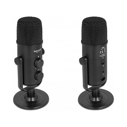 DeLOCK Micrófono USB de doble cápsula con toma de auriculares 3,5 mm y control de volumen DeLOCK Micrófono USB de doble cápsula con toma de auriculares 3,5 mm y control de volumen