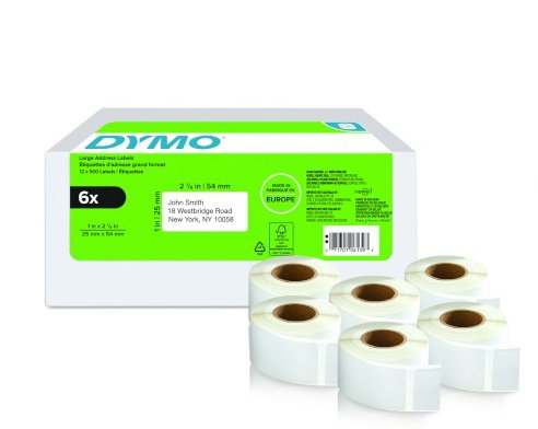 Dymo Pack de 6 Rollos de Etiquetas LabelWriter™ 25x54mm Blanco Dymo Pack de 6 Rollos de Etiquetas LabelWriter™ 25x54mm Blanco