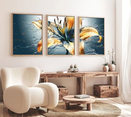 Wallity Huhu219 Cuadro Decorativo en MDF y Madera Maciza, 3 Piezas, 50 x 70 cm