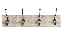 DKD Home Decor Perchero de Pared Indio Natural Blanco 14 x 21 x 76 cm (2 Unidades)