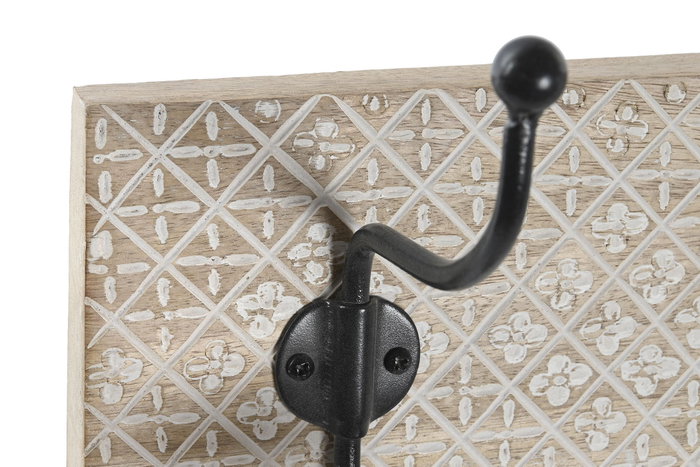 DKD Home Decor Perchero de Pared Indio Natural Blanco 14 x 21 x 76 cm (2 Unidades)