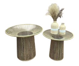 DKD Home Decor Mesita Auxiliar Urban Marron Claro 55 x 45 x 55 cm Set de 2