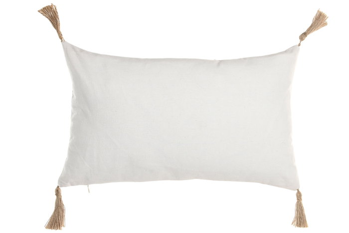 DKD Home Decor Cushions 2c25 Cojín Boho Crudo Natural 50 x 30 cm Algodón Yute (2 Unidades)