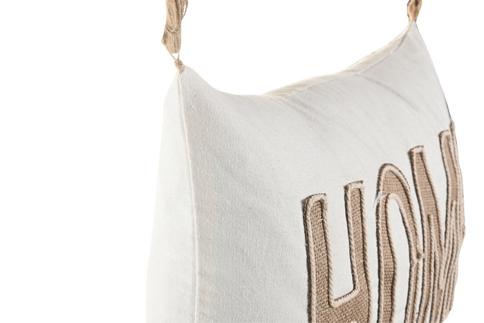 DKD Home Decor Cushions 2c25 Cojín Boho Crudo Natural 50 x 30 cm Algodón Yute (2 Unidades)