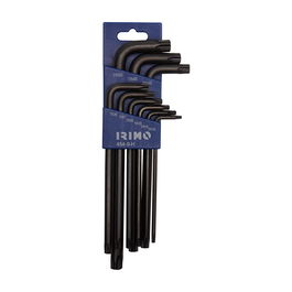 Irimo Juego de 9 Llaves Acodadas Pavonadas TORX® Inviolables con Pin de Seguridad T10-T50, Referencia 454-9-H, para TR10 TR15 TR20 TR25 TR27 TR30 TR40 TR45 TR50, Acero Templado